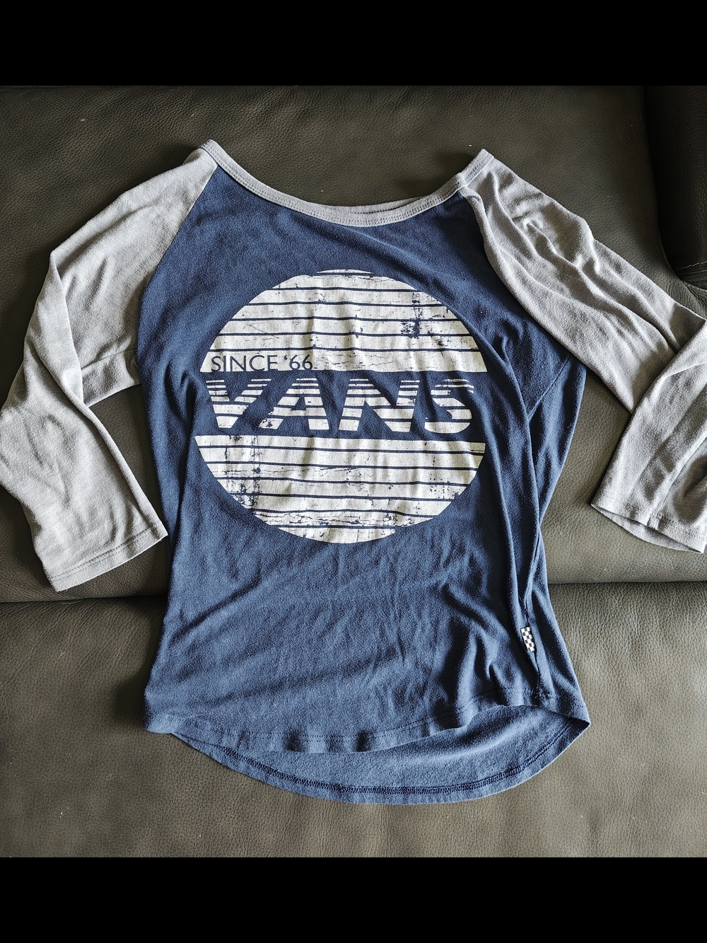 Vans Navy and Light Gray Raglan Logo Shirt